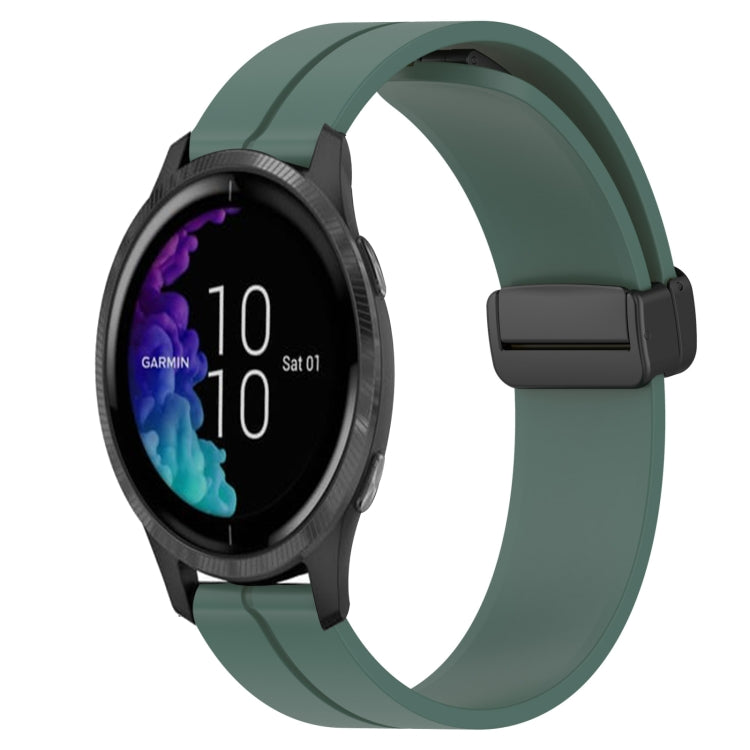 For Garmin Venu 20mm Solid Color Magnetic Clasp Silicone Watch Band