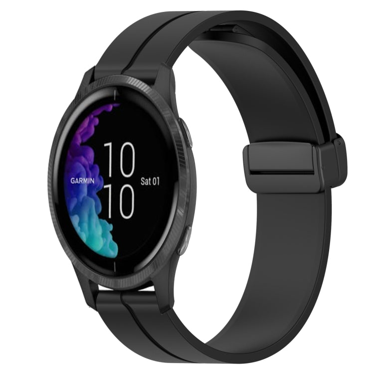 For Garmin Venu 20mm Solid Color Magnetic Clasp Silicone Watch Band