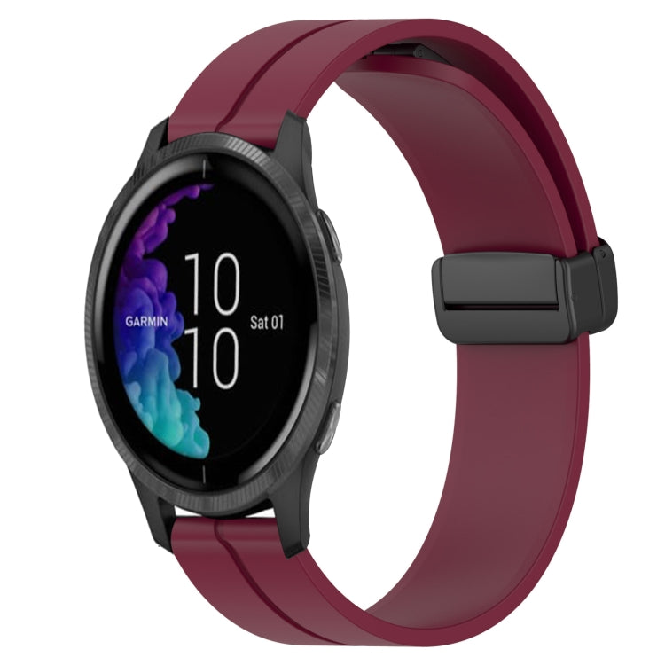 For Garmin Venu 20mm Solid Color Magnetic Clasp Silicone Watch Band