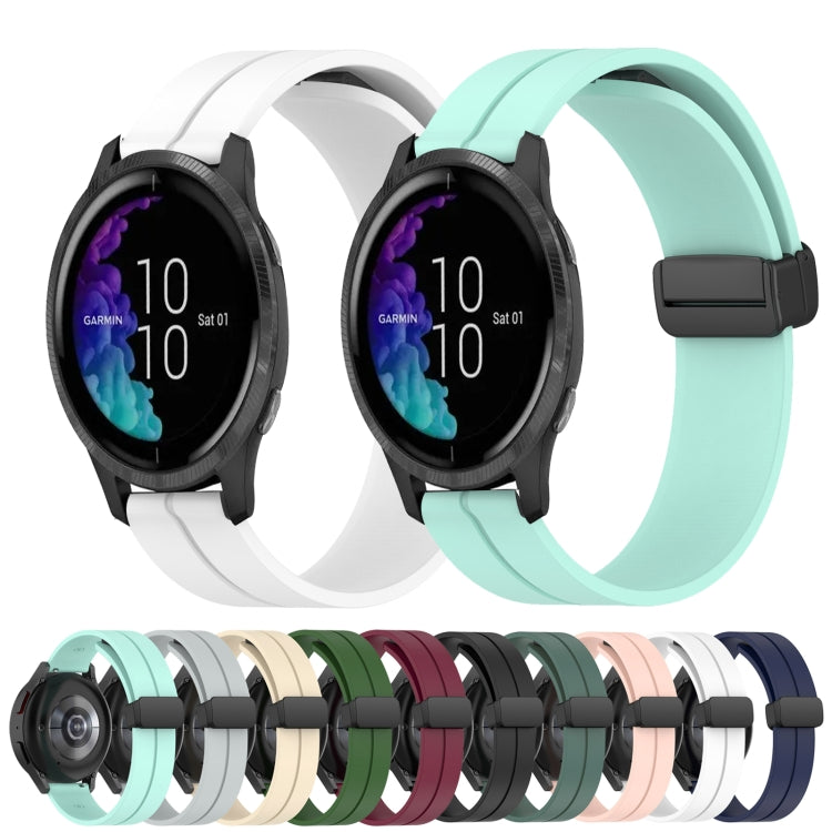 For Garmin Venu 20mm Solid Color Magnetic Clasp Silicone Watch Band