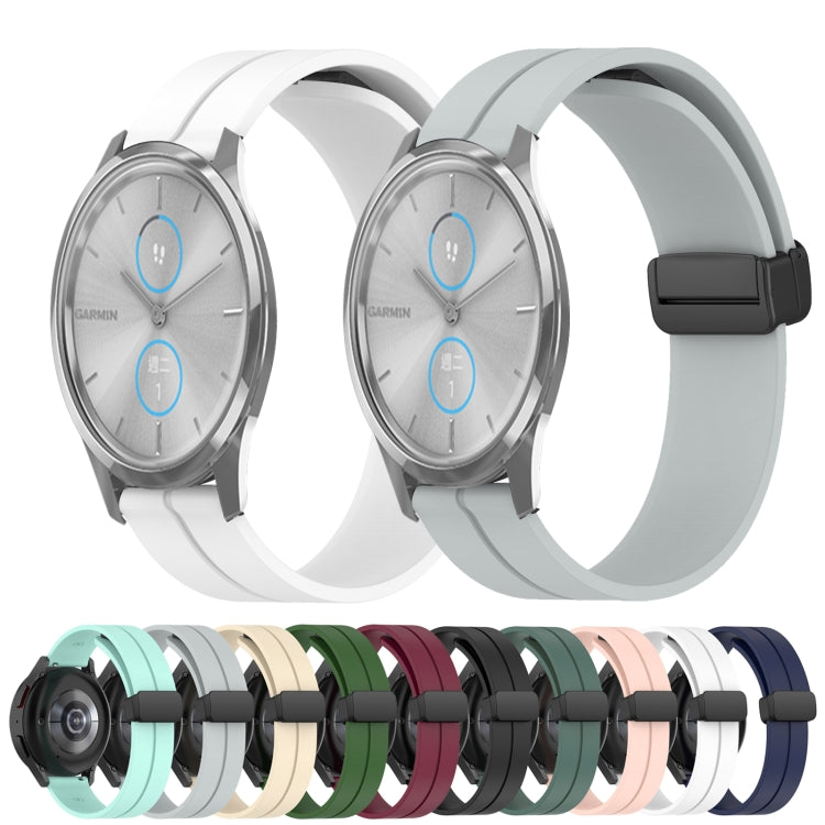 For Garminmove Luxe 20mm Solid Color Magnetic Clasp Silicone Watch Band