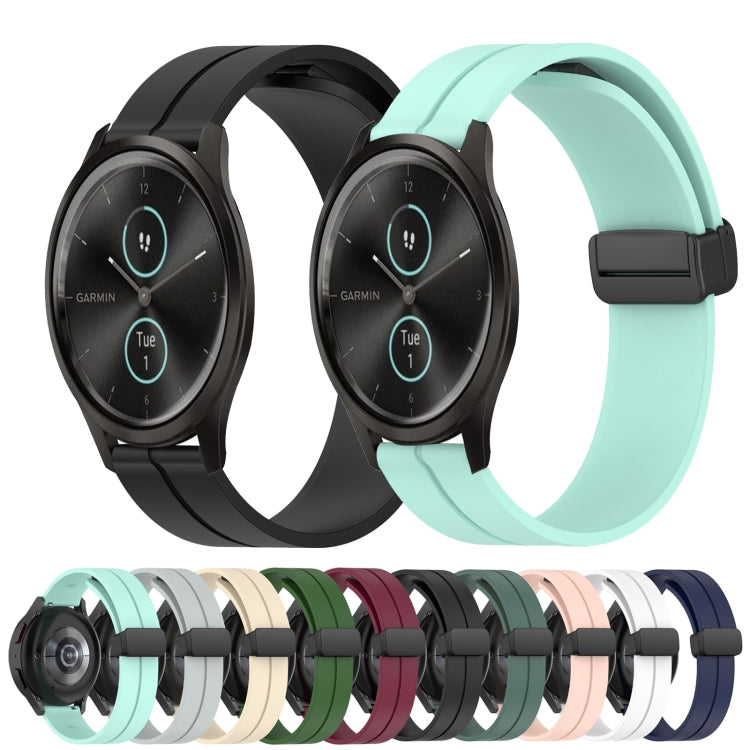 For Garmin Garminmove Style 20mm Solid Color Magnetic Clasp Silicone Watch Band