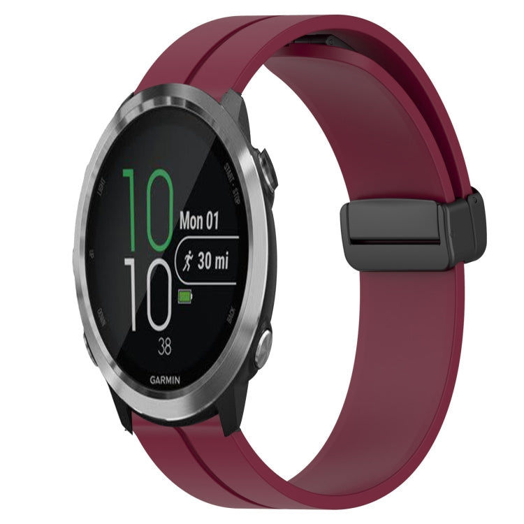 For Garmin Forerunner 645 Music 20mm Solid Color Magnetic Clasp Silicone Watch Band