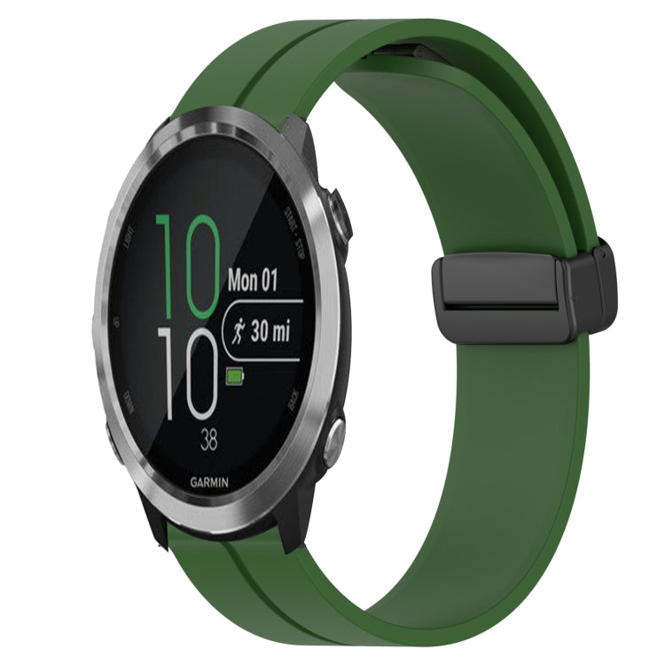 For Garmin Forerunner 645 Music 20mm Solid Color Magnetic Clasp Silicone Watch Band
