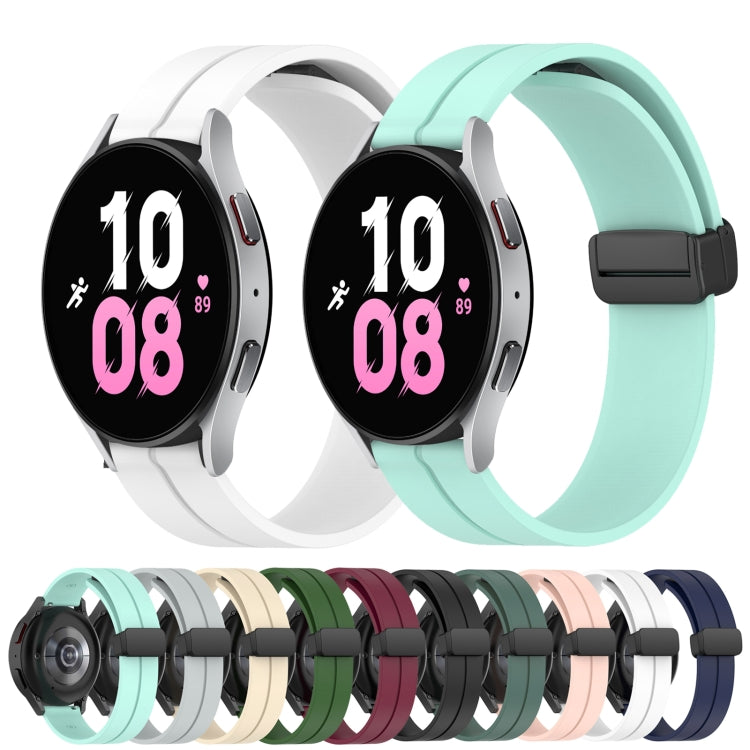 For Samsung Galaxy Watch 5 44mm 20mm Solid Color Magnetic Clasp Silicone Watch Band