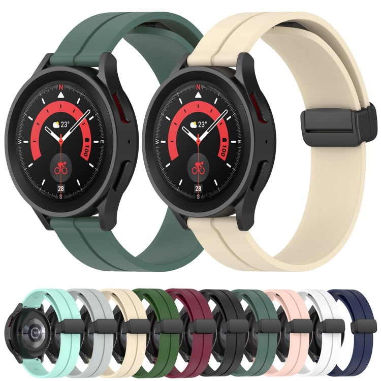 For Samsung Galaxy Watch 5 Pro 45mm 20mm Solid Color Magnetic Clasp Silicone Watch Band