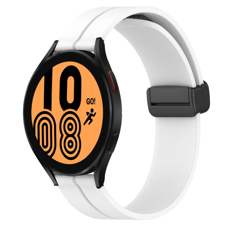 For Samsung Galaxy Watch4 44mm 20mm Solid Color Magnetic Clasp Silicone Watch Band