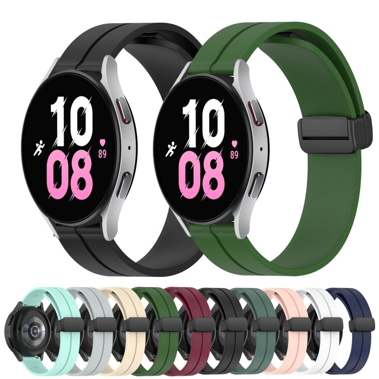 For Samsung Galaxy Watch4 44mm 20mm Solid Color Magnetic Clasp Silicone Watch Band