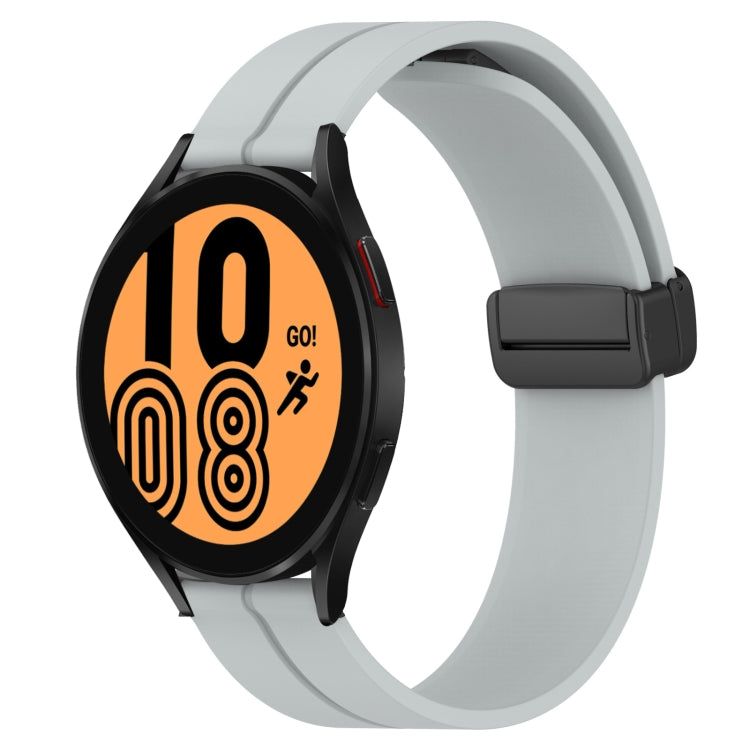 For Samsung Galaxy Watch4 40mm 20mm Solid Color Magnetic Clasp Silicone Watch Band