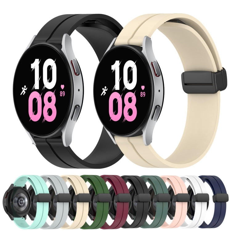 For Samsung Galaxy Watch4 40mm 20mm Solid Color Magnetic Clasp Silicone Watch Band