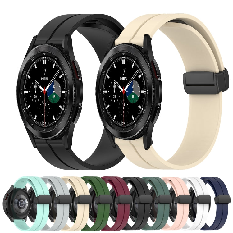 For Samsung  Galaxy Watch4 Classic 42mm 20mm Solid Color Magnetic Clasp Silicone Watch Band