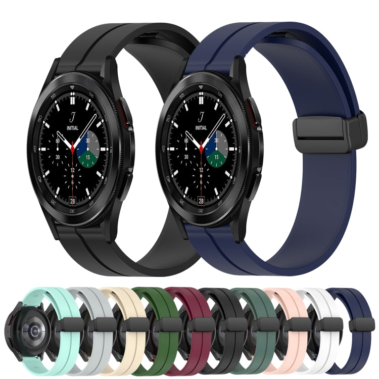 For Samsung  Galaxy Watch4 Classic 46mm 20mm Solid Color Magnetic Clasp Silicone Watch Band