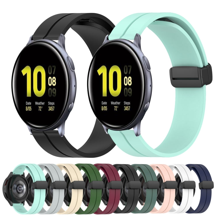 For Samsung Galaxy Watch Active2 40mm 20mm Solid Color Magnetic Clasp Silicone Watch Band