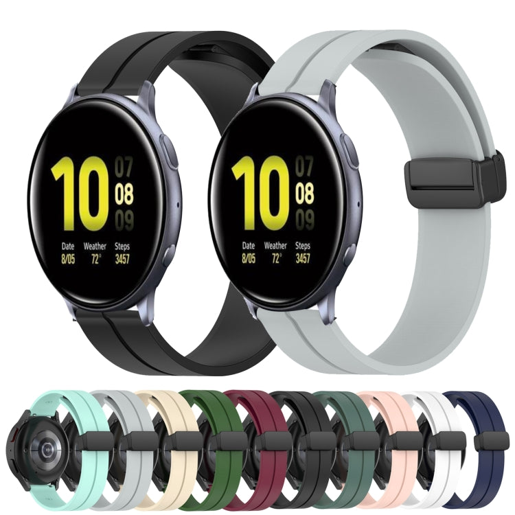 For Samsung Galaxy Watch Active2 44mm 20mm Solid Color Magnetic Clasp Silicone Watch Band