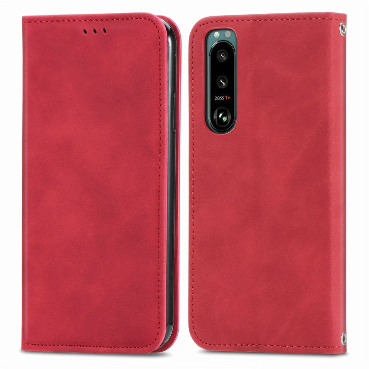 For Sony Xperia 5 IV Retro Skin Feel Magnetic Leather Phone Case
