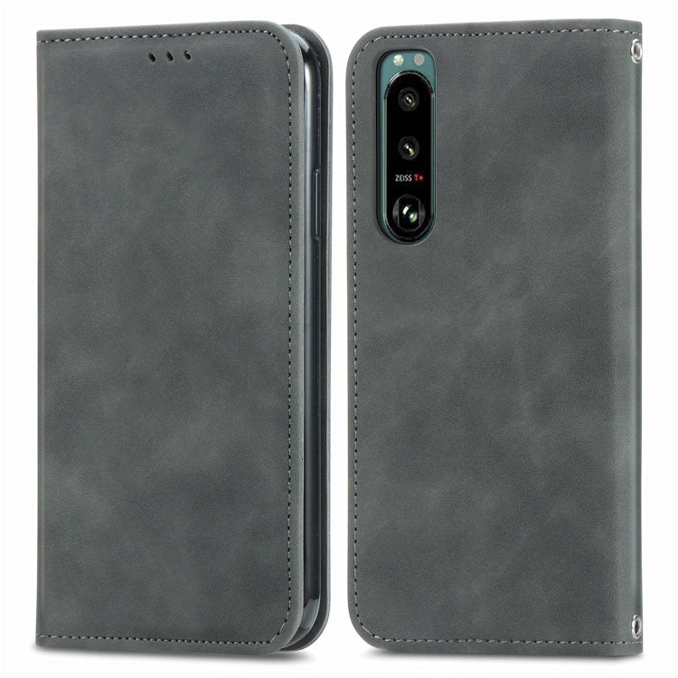 For Sony Xperia 5 IV Retro Skin Feel Magnetic Leather Phone Case