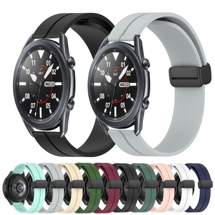For Samsung Galaxy Watch3 45mm 22mm Solid Color Magnetic Clasp Silicone Watch Band