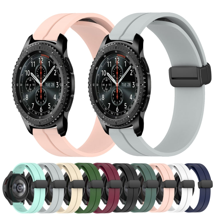 For Samsung Gear S3 Frontier 22mm Solid Color Magnetic Clasp Silicone Watch Band