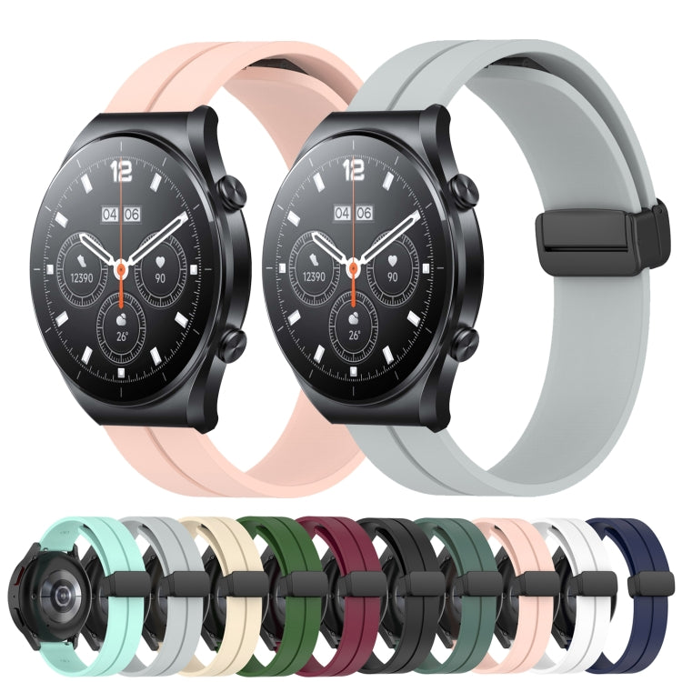 For Xiaomi MI Watch S1 22mm Solid Color Magnetic Clasp Silicone Watch Band