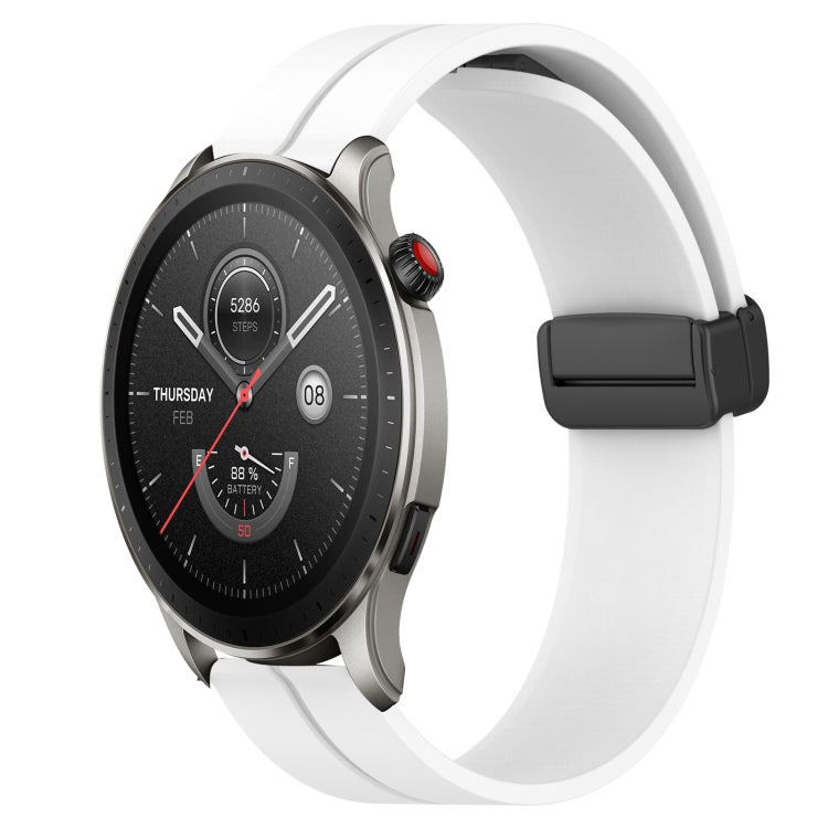 For Amazfit GTR 4 22mm Solid Color Magnetic Clasp Silicone Watch Band
