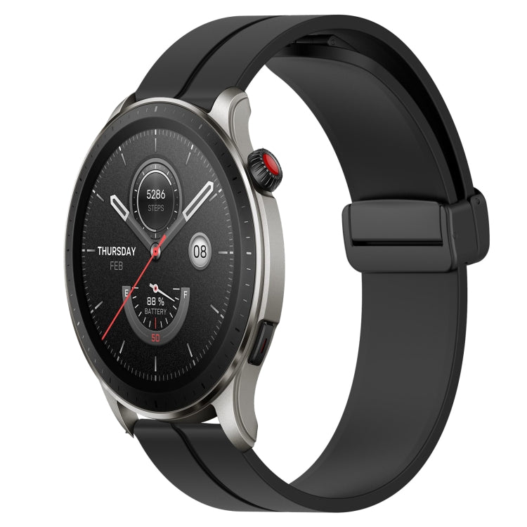 For Amazfit GTR 4 22mm Solid Color Magnetic Clasp Silicone Watch Band