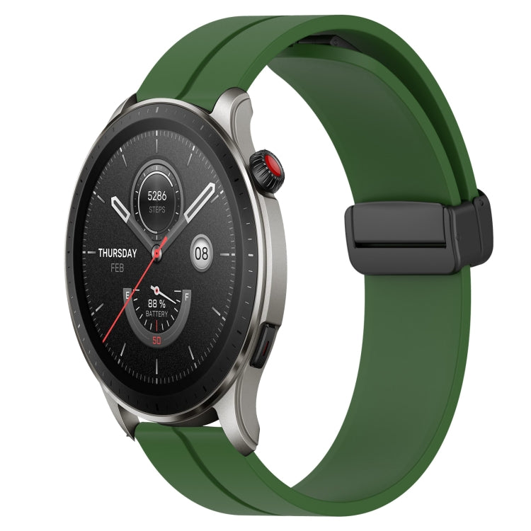 For Amazfit GTR 4 22mm Solid Color Magnetic Clasp Silicone Watch Band