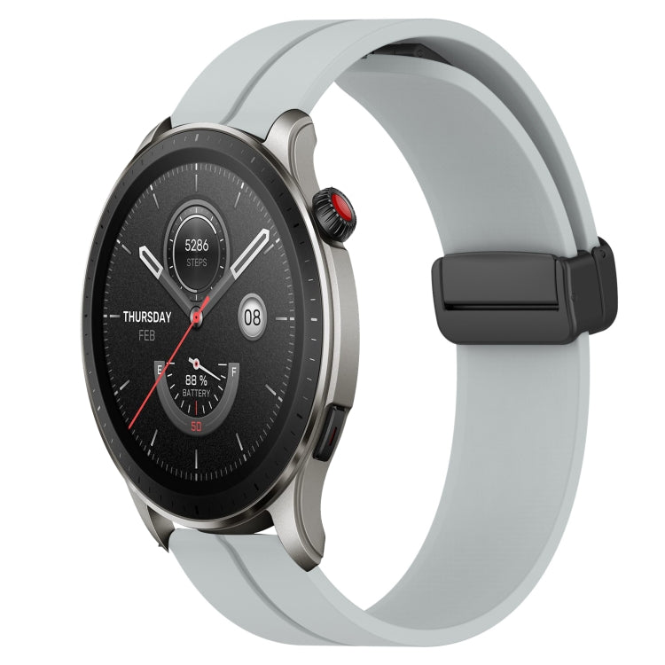 For Amazfit GTR 4 22mm Solid Color Magnetic Clasp Silicone Watch Band