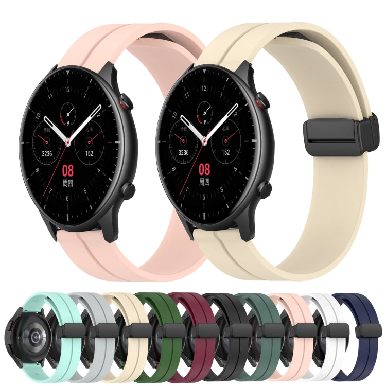For Amazfit GTR 4 22mm Solid Color Magnetic Clasp Silicone Watch Band