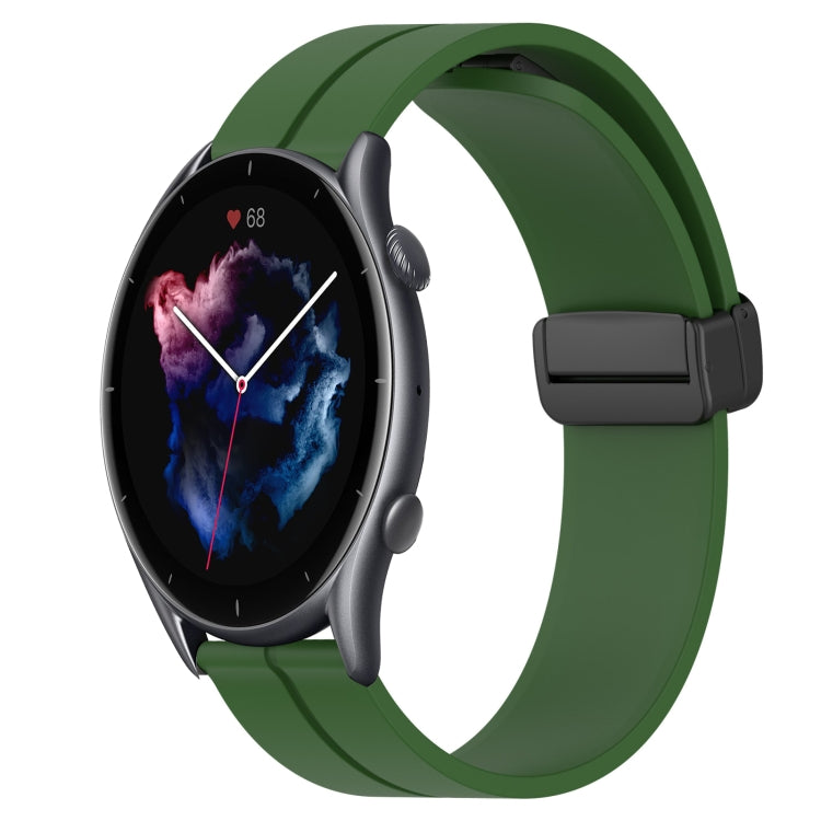 For Amazfit GTR 3 22mm Solid Color Magnetic Clasp Silicone Watch Band