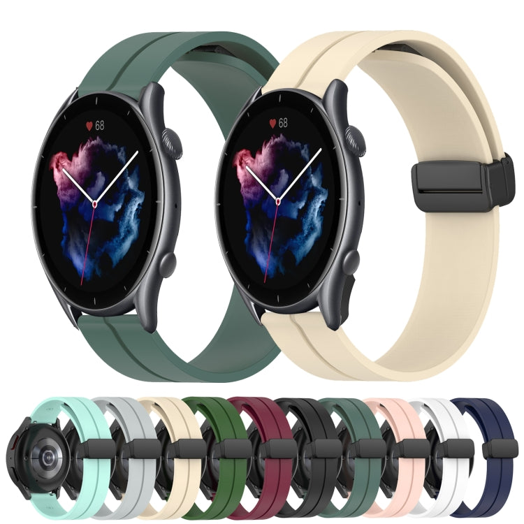 For Amazfit GTR 3 22mm Solid Color Magnetic Clasp Silicone Watch Band
