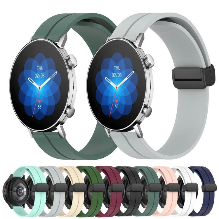 For Amazfit GTR 3 Pro 22mm Solid Color Magnetic Clasp Silicone Watch Band