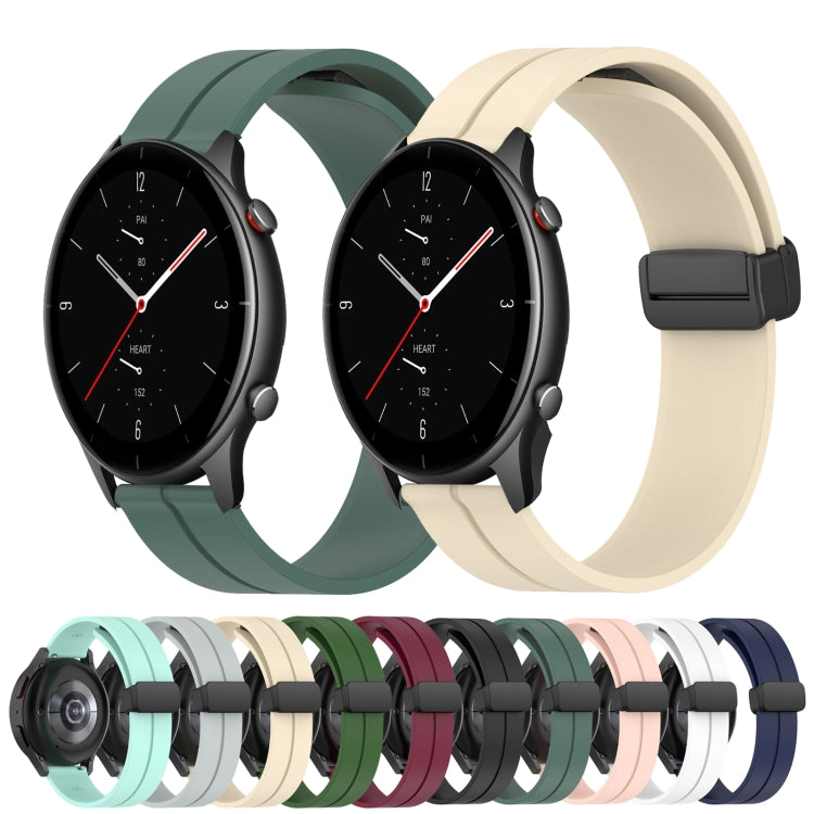 For Amazfit GTR 2e 22mm Solid Color Magnetic Clasp Silicone Watch Band