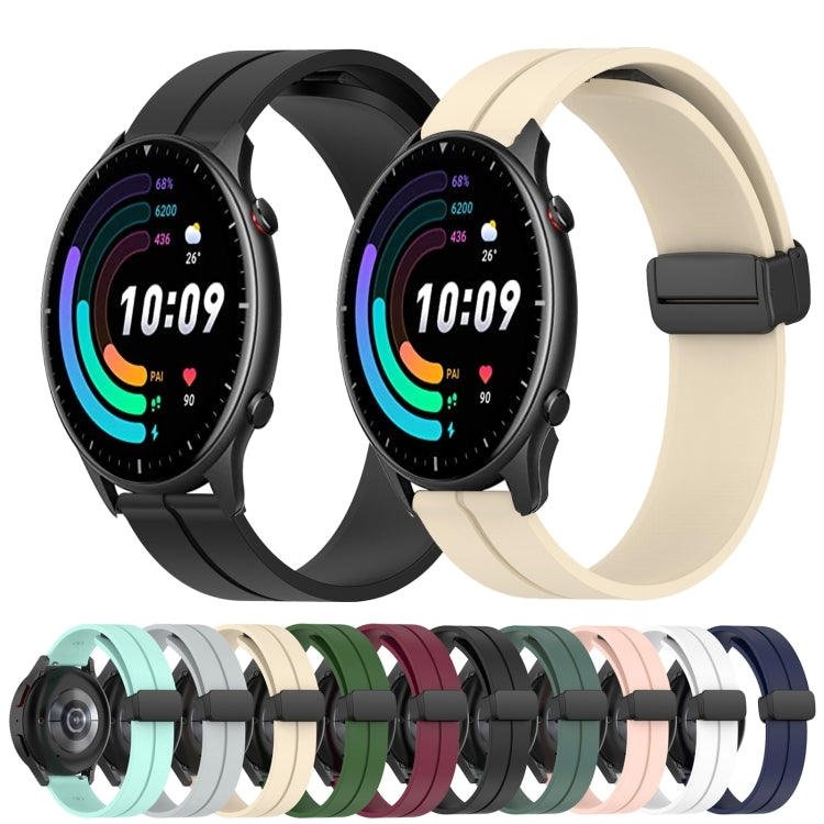 For Amazfit GTR 2 22mm Solid Color Magnetic Clasp Silicone Watch Band