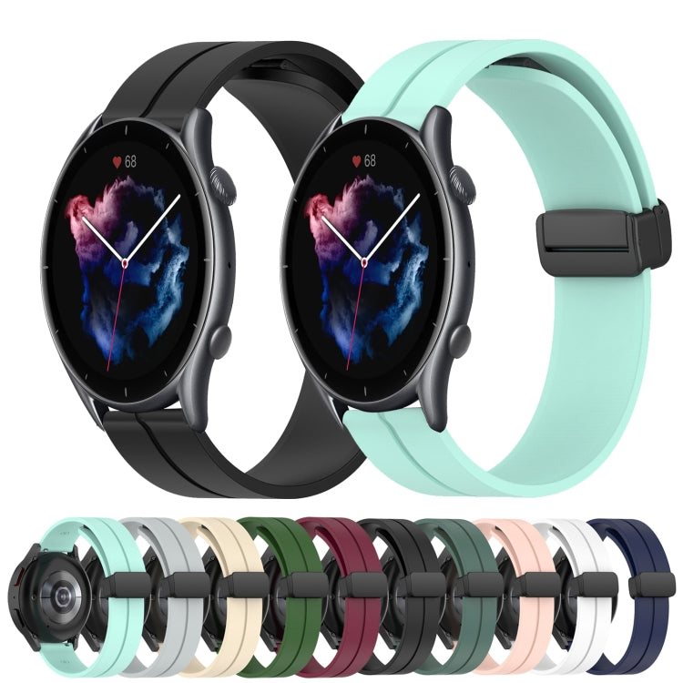 For Amazfit 3 22mm Solid Color Magnetic Clasp Silicone Watch Band