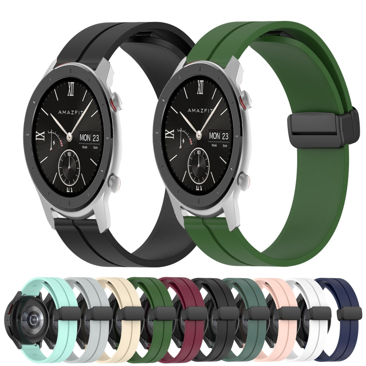 For Amazfit GTR 47mm 22mm Solid Color Magnetic Clasp Silicone Watch Band