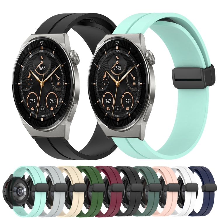 For Huawei Watch GT3 Pro 46mm 22mm Solid Color Magnetic Clasp Silicone Watch Band