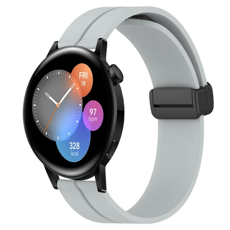 For Huawei Watch GT3 46mm 22mm Solid Color Magnetic Clasp Silicone Watch Band