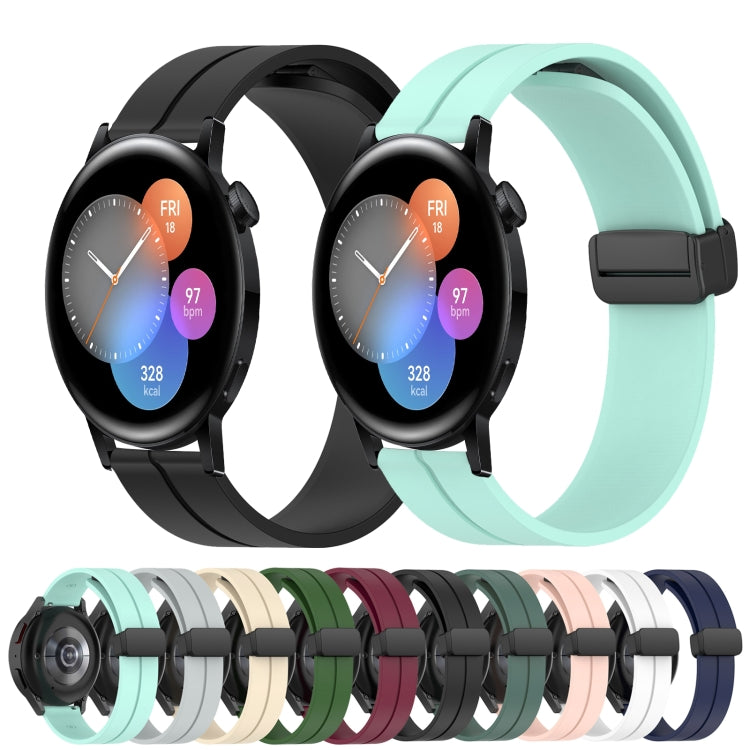 For Huawei Watch GT3 46mm 22mm Solid Color Magnetic Clasp Silicone Watch Band