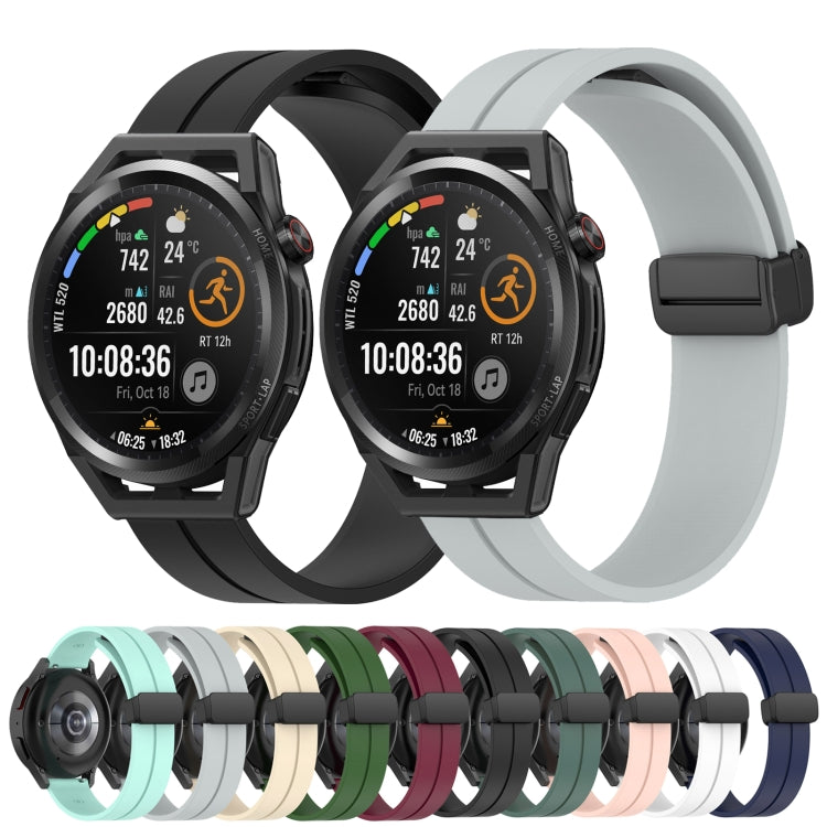 For Huawei Watch GT Runner 22mm Solid Color Magnetic Clasp Silicone Watch Band