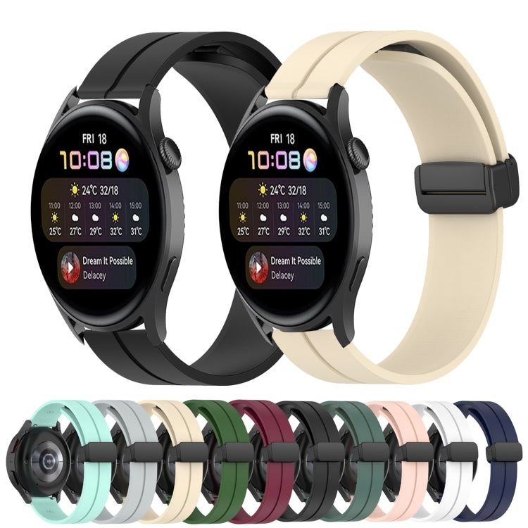 For Huawei Watch 3 22mm Solid Color Magnetic Clasp Silicone Watch Band