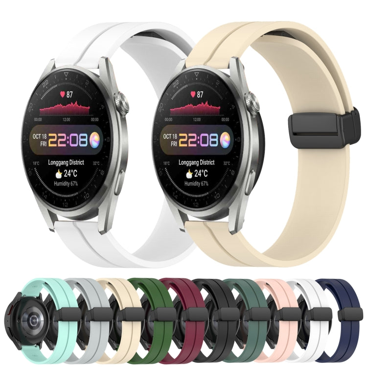 For Huawei Watch 3 Pro 22mm Solid Color Magnetic Clasp Silicone Watch Band