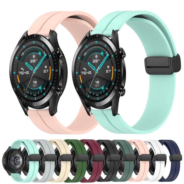 For Huawei GT2 46mm 22mm Solid Color Magnetic Clasp Silicone Watch Band