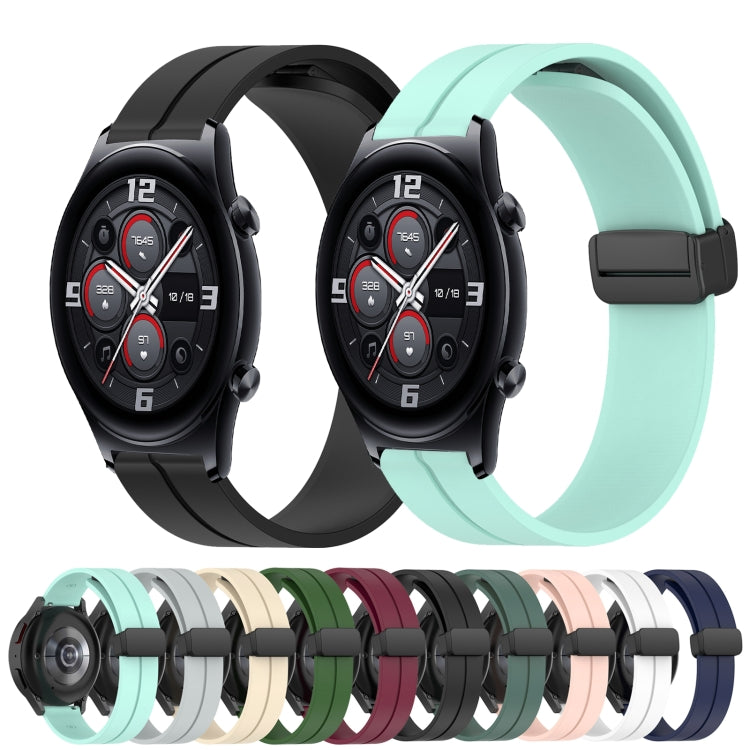 For Honor Watch GS 3 22mm Solid Color Magnetic Clasp Silicone Watch Band