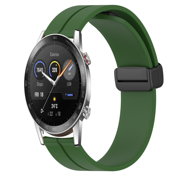 For Honor Magic Watch 2 46mm 22mm Solid Color Magnetic Clasp Silicone Watch Band