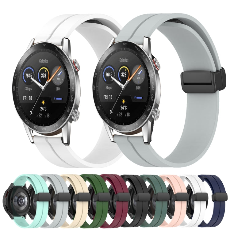 For Honor Magic Watch 2 46mm 22mm Solid Color Magnetic Clasp Silicone Watch Band