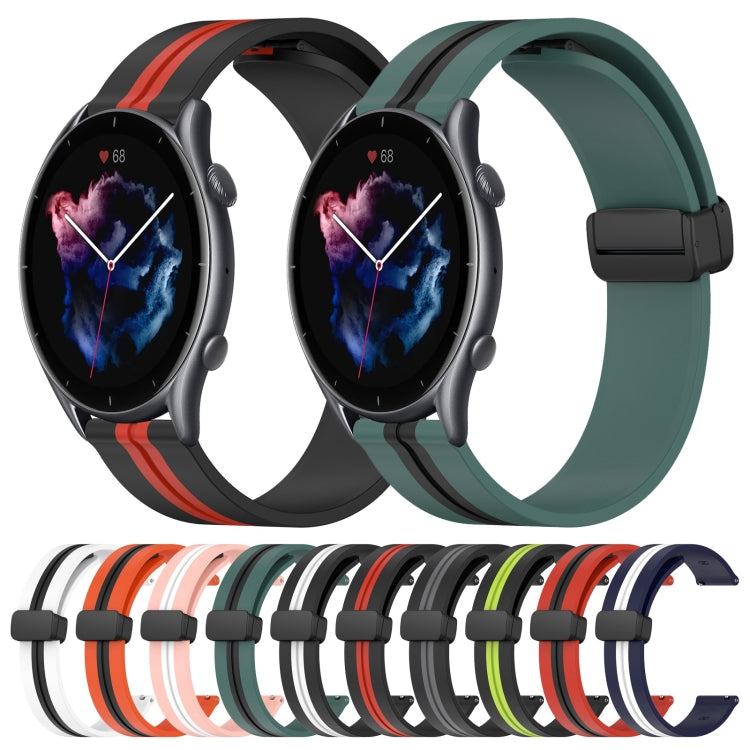For Amazfit GTR 3 Pro 22mm Folding Magnetic Clasp Silicone Watch Band