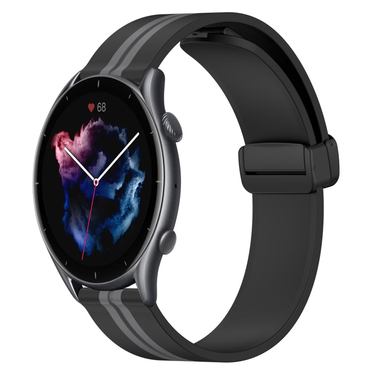 For Amazfit 3 22mm Folding Magnetic Clasp Silicone Watch Band