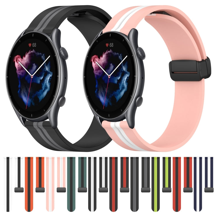 For Amazfit 3 22mm Folding Magnetic Clasp Silicone Watch Band