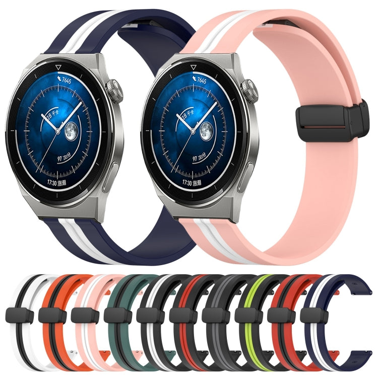 For Huawei Watch GT3 Pro 46mm 22mm Folding Magnetic Clasp Silicone Watch Band