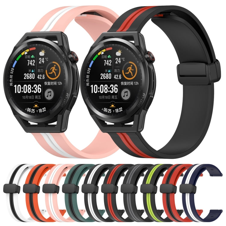 For Huawei Watch GT Runner 22mm Folding Magnetic Clasp Silicone Watch Band